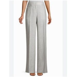 Lafayette 148 New York NWOT Soft Gray Dalton Linen/Wool Blend Trouser Size 14